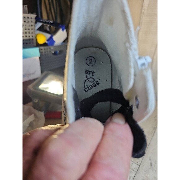 Art Class Kids High Top Sneakers Size 2 Youth White Black Zip Lace Converse Sty - Picture 5 of 8